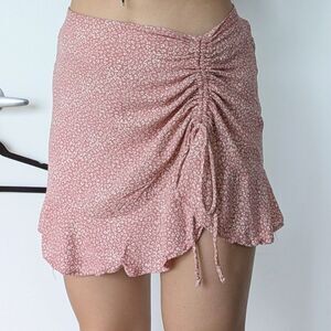 Urban Romantics Adjustable Length Pink Ditzy Floral Mini Skirt
